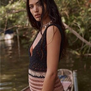 Free People Flook Striped Crochet Maxi Dress Boho Resort Beachy P8